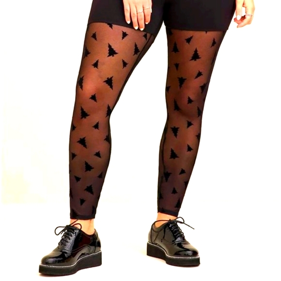 ❤️NWT VINTAGE TORRID LEGGING - MESH FLOCKED CHRISTMAS TREE HOLIDAY - PLUS SIZE - Picture 8 of 11